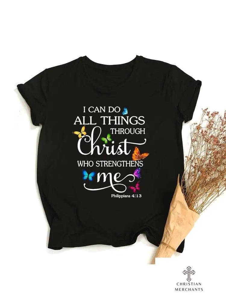 Butterfly I Can Do All Things Graphic T Shirts