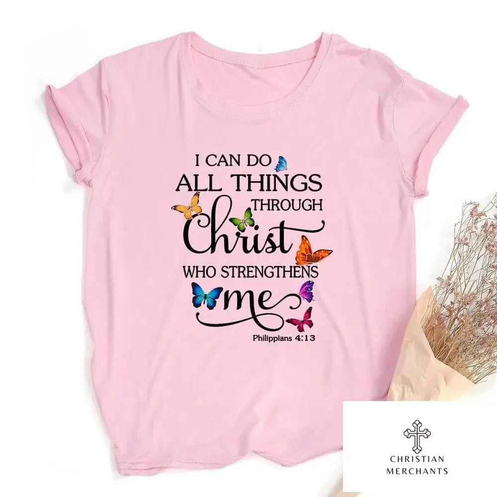 Butterfly I Can Do All Things Graphic T Shirts