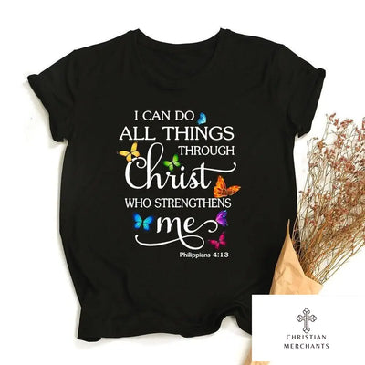 Butterfly I Can Do All Things Graphic T Shirts