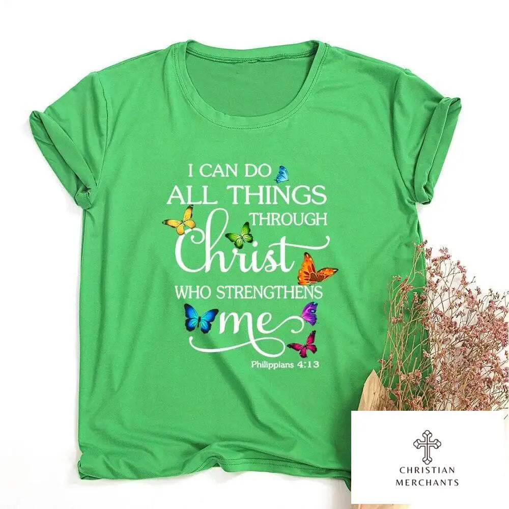 Butterfly I Can Do All Things Graphic T Shirts