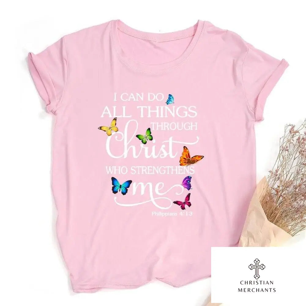 Butterfly I Can Do All Things Graphic T Shirts