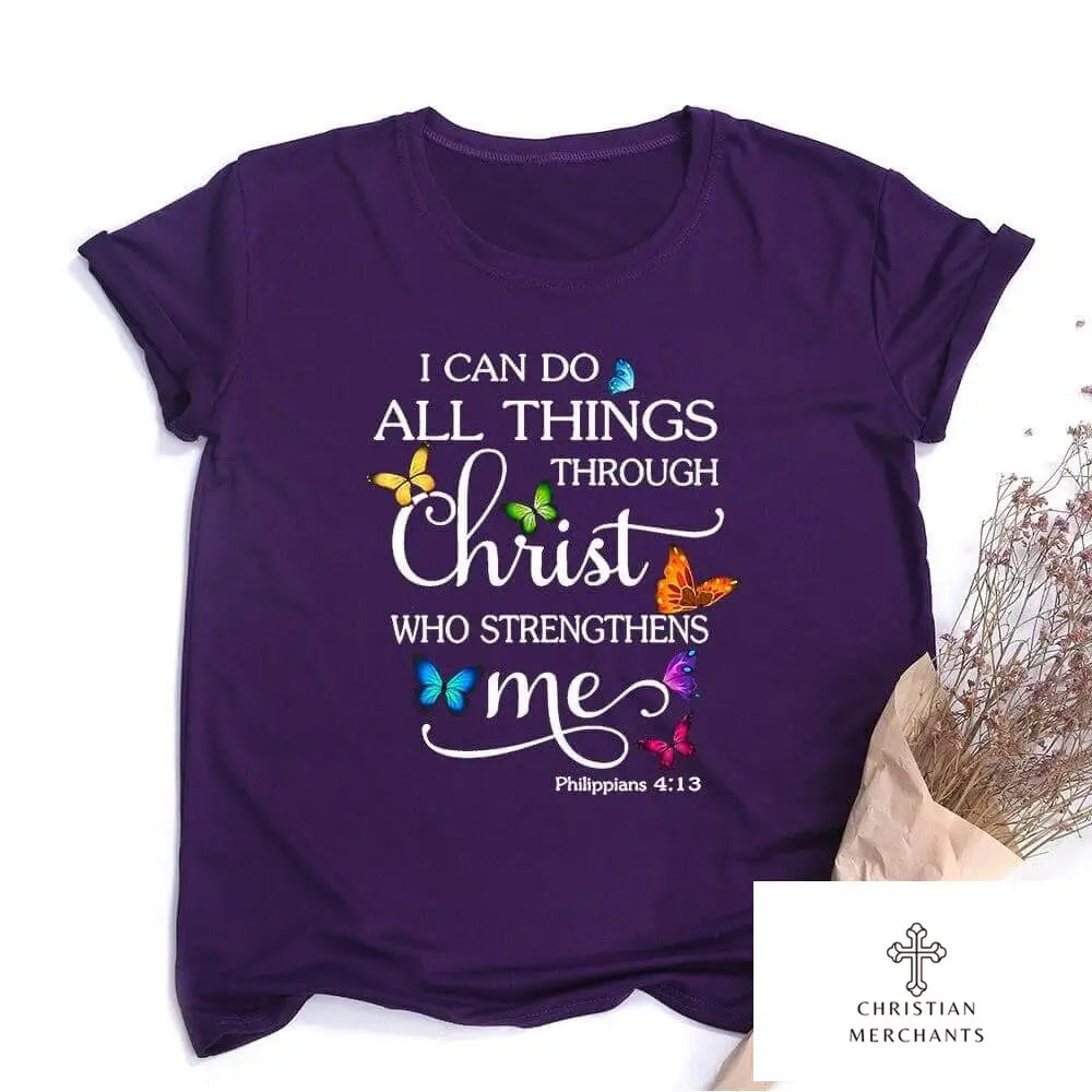 Butterfly I Can Do All Things Graphic T Shirts