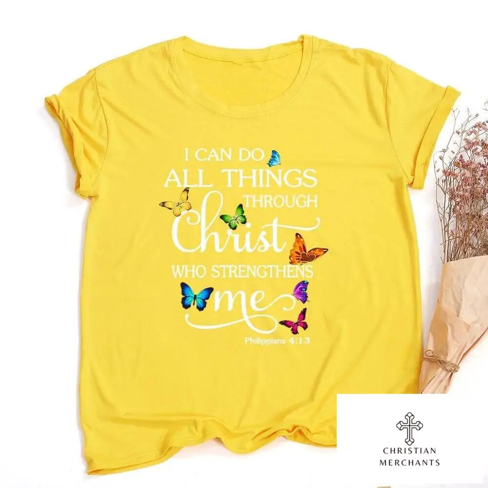 Butterfly I Can Do All Things Graphic T Shirts