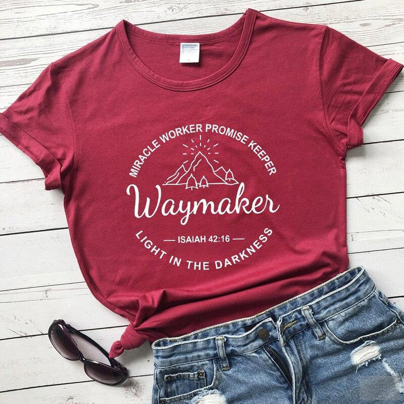 Waymaker 100% Cotton Christian Bible Verse T-Shirt