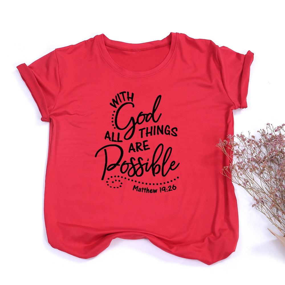 With God All Things Are Possible Christian T Shirt