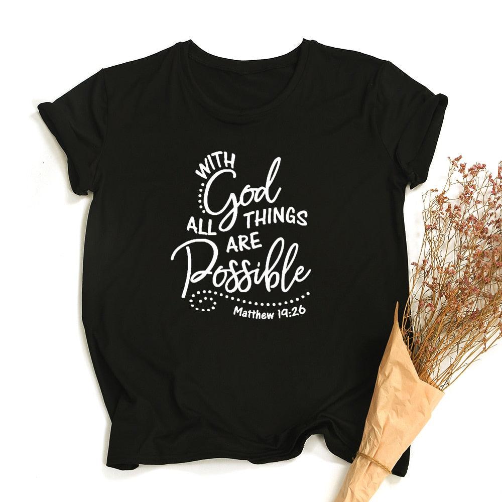 With God All Things Are Possible Christian T Shirt