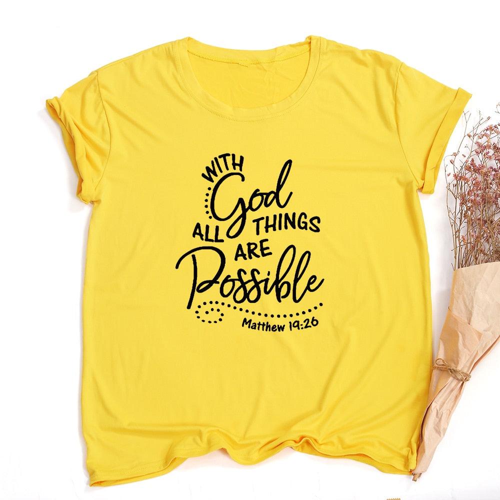 With God All Things Are Possible Christian T Shirt